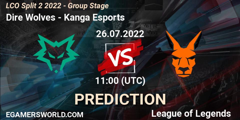 Dire Wolves vs Kanga Esports: Match Prediction. 26.07.2022 at 11:00, LoL, LCO Split 2 2022 - Group Stage