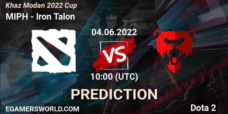 MIPH vs Iron Talon: Match Prediction. 04.06.2022 at 10:17, Dota 2, Khaz Modan 2022 Cup