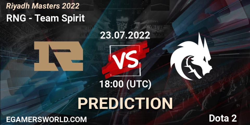 RNG vs Team Spirit: Match Prediction. 23.07.2022 at 17:58, Dota 2, Riyadh Masters 2022