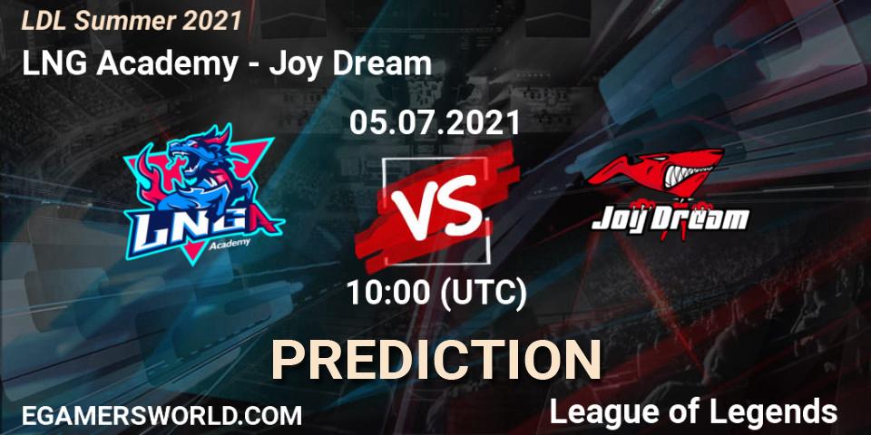 LNG Academy vs Joy Dream: Match Prediction. 05.07.2021 at 10:30, LoL, LDL Summer 2021