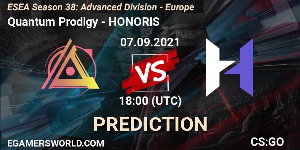 Quantum Prodigy vs HONORIS: Match Prediction. 07.09.2021 at 18:00, Counter-Strike (CS2), ESEA Season 38: Advanced Division - Europe