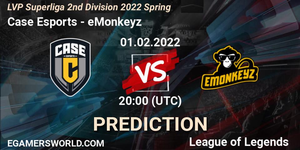 Case Esports vs eMonkeyz: Match Prediction. 01.02.2022 at 19:00, LoL, LVP Superliga 2nd Division 2022 Spring