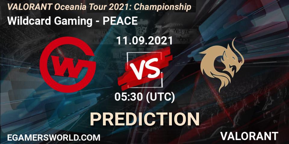 Wildcard Gaming vs PEACE: Match Prediction. 11.09.2021 at 05:30, VALORANT, VALORANT Oceania Tour 2021: Championship