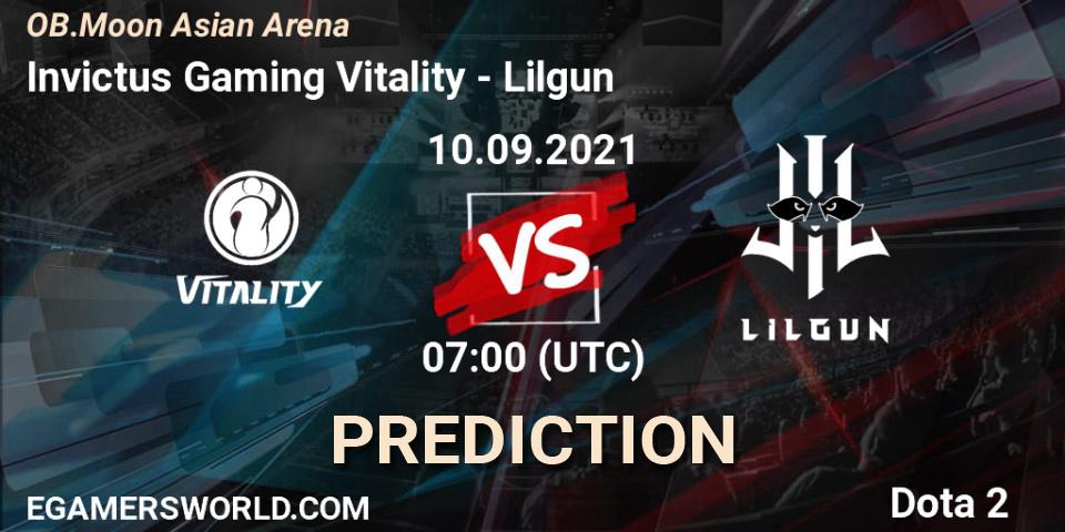 Invictus Gaming Vitality vs Lilgun: Match Prediction. 10.09.2021 at 07:06, Dota 2, OB.Moon Asian Arena