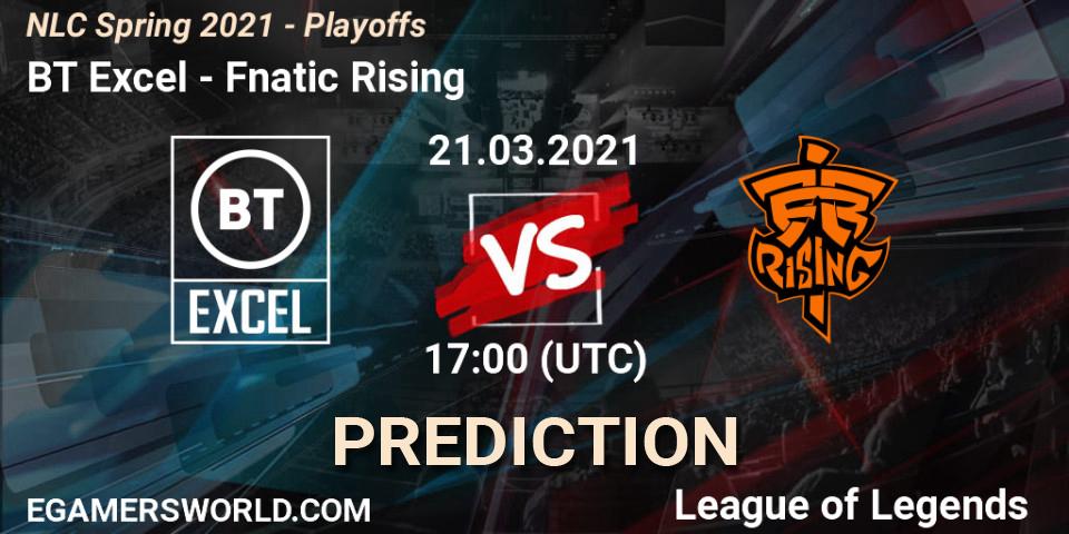 BT Excel vs Fnatic Rising: Match Prediction. 21.03.2021 at 17:00, LoL, NLC Spring 2021 - Playoffs