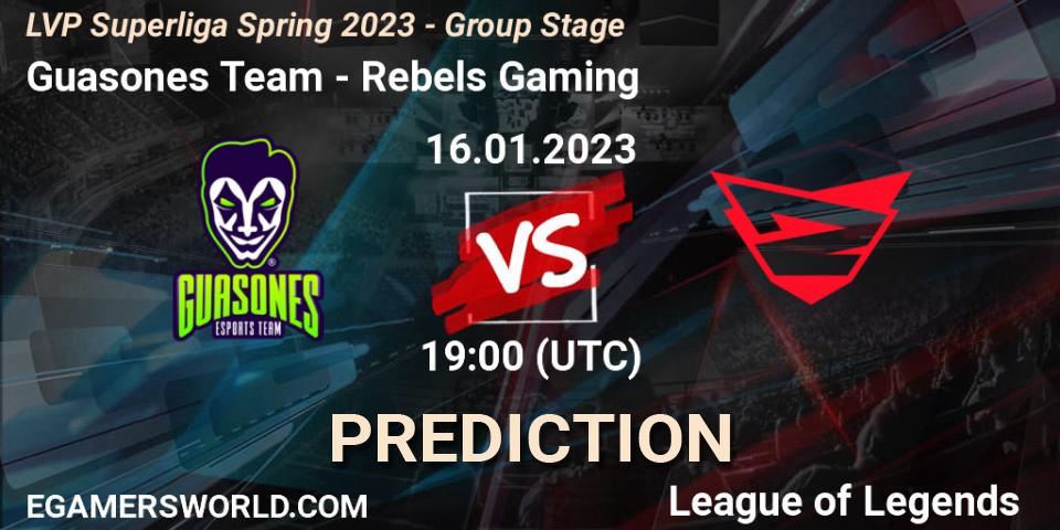 Guasones Team vs Rebels Gaming: Match Prediction. 16.01.2023 at 19:00, LoL, LVP Superliga Spring 2023 - Group Stage