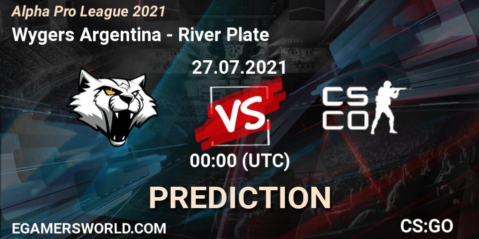 Wygers Argentina vs River Plate: Match Prediction. 27.07.2021 at 01:00, Counter-Strike (CS2), Alpha Pro League 2021
