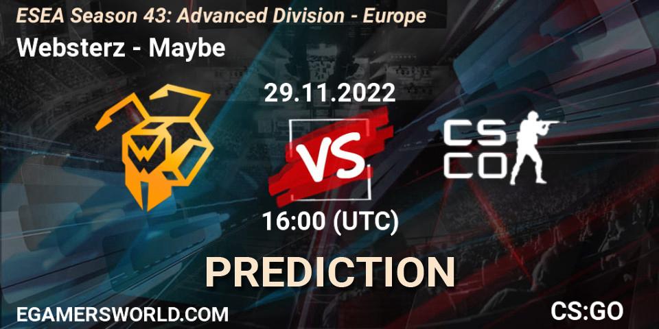 Websterz vs Maybe: Match Prediction. 29.11.22, CS2 (CS:GO), ESEA Season 43: Advanced Division - Europe