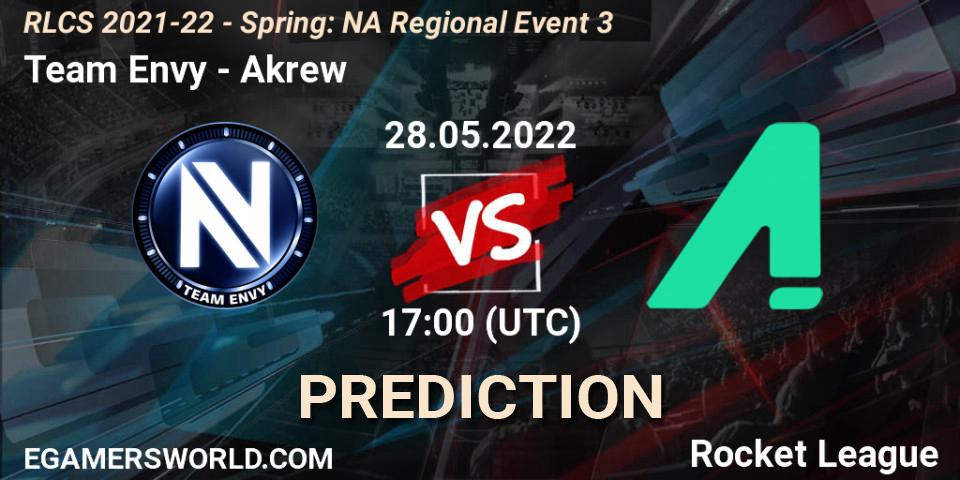 Team Envy vs Akrew: Match Prediction. 28.05.22, Rocket League, RLCS 2021-22 - Spring: NA Regional Event 3