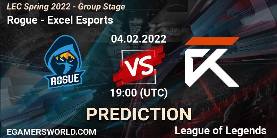 Rogue vs Excel Esports: Match Prediction. 04.02.22, LoL, LEC Spring 2022 - Group Stage