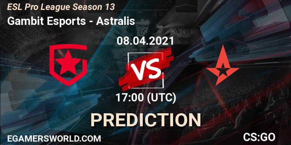Gambit Esports vs Astralis: Match Prediction. 08.04.2021 at 17:00, Counter-Strike (CS2), ESL Pro League Season 13