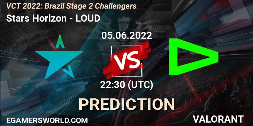 Stars Horizon vs LOUD: Match Prediction. 05.06.2022 at 22:30, VALORANT, VCT 2022: Brazil Stage 2 Challengers