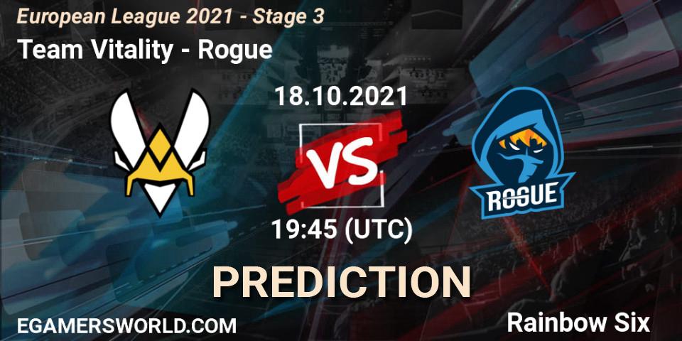 Team Vitality vs Rogue: Match Prediction. 21.10.21, Rainbow Six, European League 2021 - Stage 3