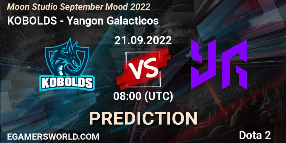 KOBOLDS vs Yangon Galacticos: Match Prediction. 21.09.2022 at 08:52, Dota 2, Moon Studio September Mood 2022