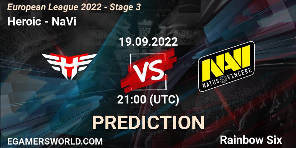 Heroic vs NaVi: Match Prediction. 19.09.22, Rainbow Six, European League 2022 - Stage 3