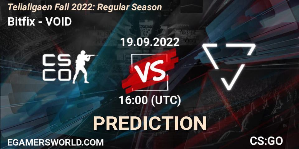 Bitfix vs VOID: Match Prediction. 19.09.22, CS2 (CS:GO), Telialigaen Fall 2022: Regular Season