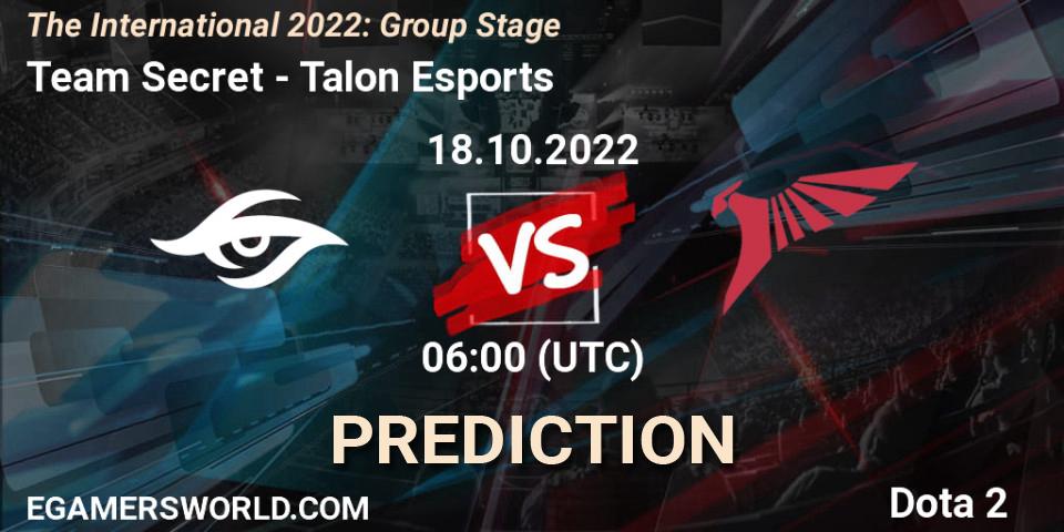Team Secret vs Talon Esports: Match Prediction. 18.10.22, Dota 2, The International 2022: Group Stage