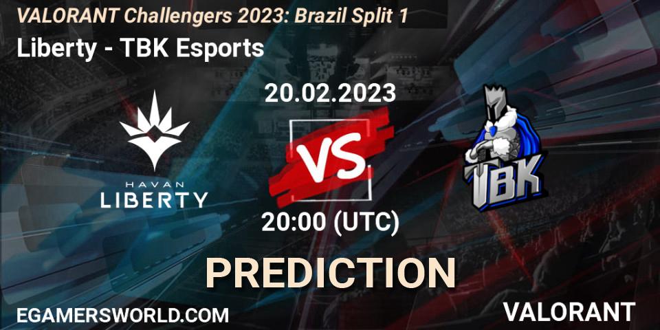 Liberty vs TBK Esports: Match Prediction. 21.02.2023 at 20:15, VALORANT, VALORANT Challengers 2023: Brazil Split 1