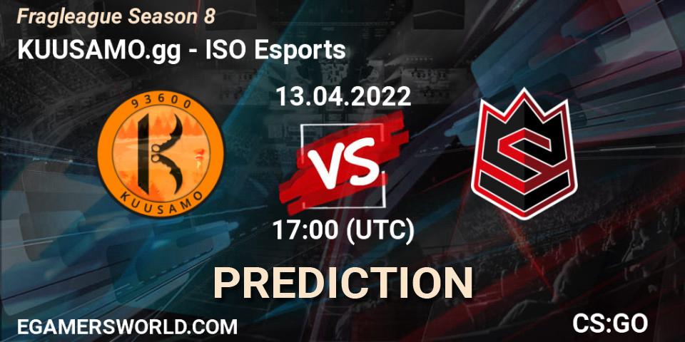 KUUSAMO.gg vs ISO Esports: Match Prediction. 13.04.2022 at 17:00, Counter-Strike (CS2), Fragleague Season 8