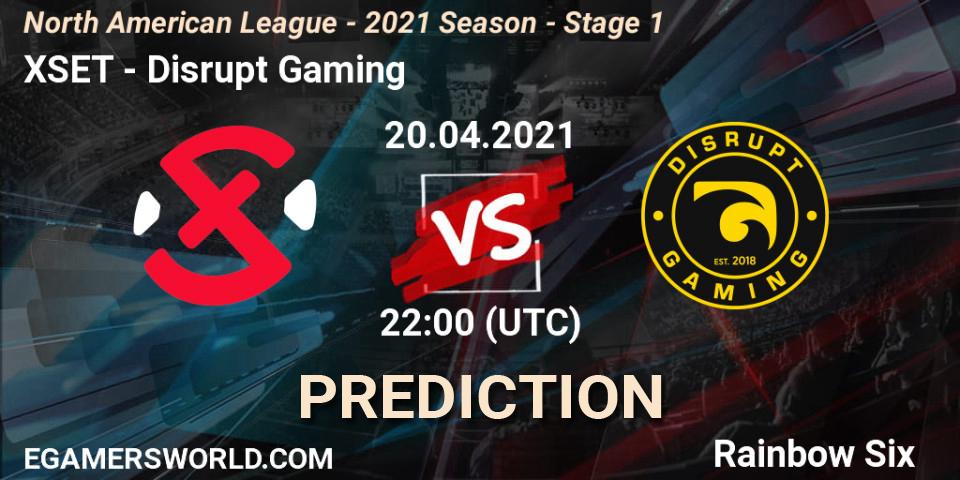 XSET vs Disrupt Gaming: Match Prediction. 20.04.2021 at 22:00, Rainbow Six, North American League - 2021 Season - Stage 1