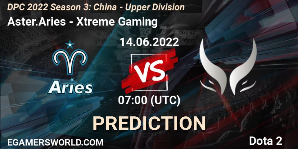 Aster.Aries vs Xtreme Gaming: Match Prediction. 14.06.22, Dota 2, DPC 2021/2022 China Tour 3: Division I
