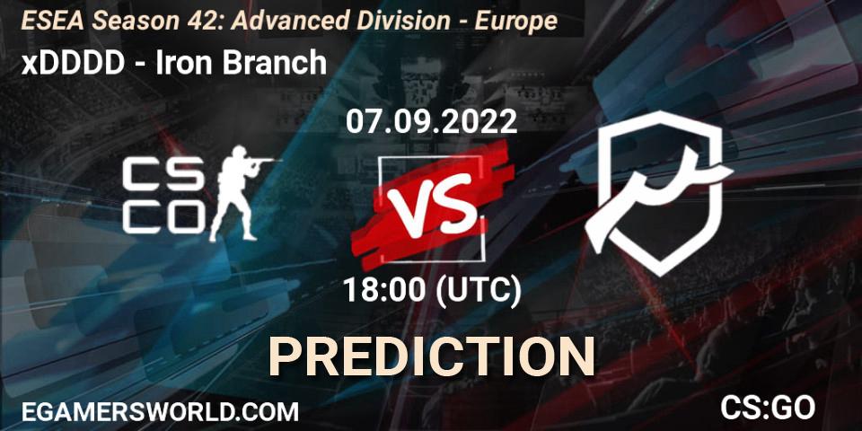 xDDDD vs Iron Branch: Match Prediction. 07.09.2022 at 18:00, Counter-Strike (CS2), ESEA Season 42: Advanced Division - Europe
