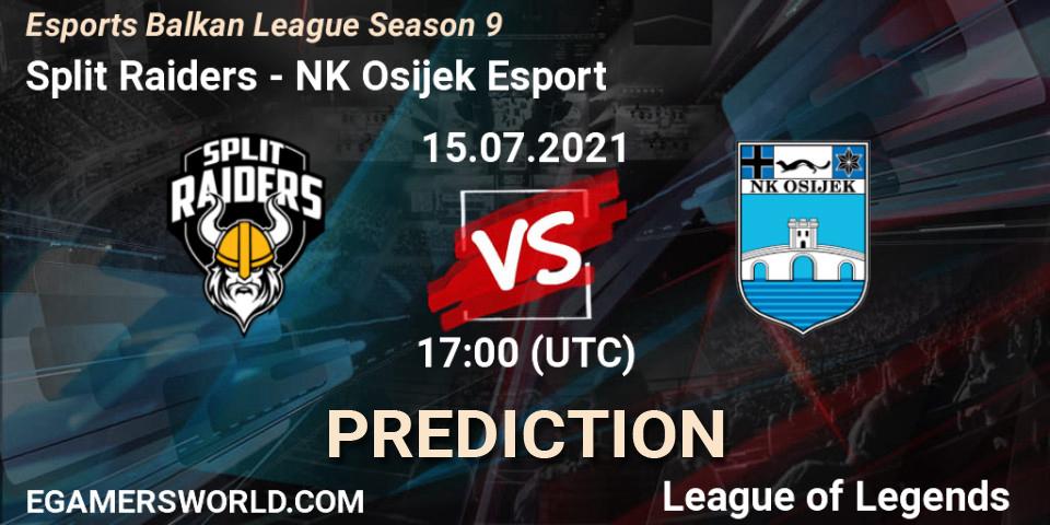 Split Raiders vs NK Osijek Esport: Match Prediction. 15.07.2021 at 17:00, LoL, Esports Balkan League Season 9