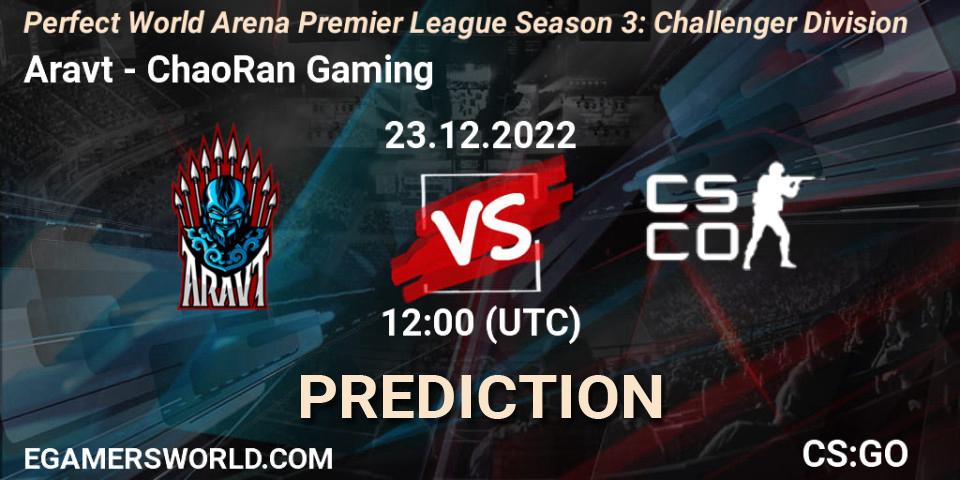 Aravt vs ChaoRan Gaming: Match Prediction. 23.12.2022 at 12:00, Counter-Strike (CS2), Perfect World Arena Premier League Season 3: Challenger Division