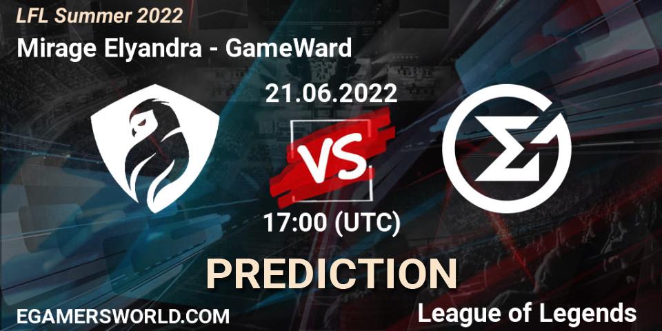 Mirage Elyandra vs GameWard: Match Prediction. 21.06.2022 at 17:00, LoL, LFL Summer 2022