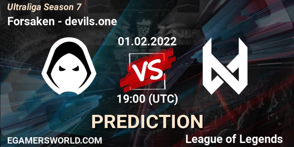 Forsaken vs devils.one: Match Prediction. 01.02.2022 at 19:00, LoL, Ultraliga Season 7