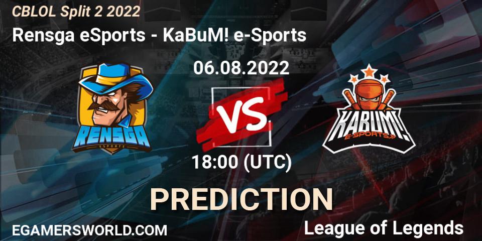 Rensga eSports vs KaBuM! e-Sports: Match Prediction. 06.08.22, LoL, CBLOL Split 2 2022