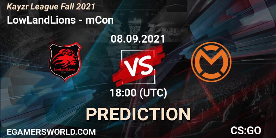 LowLandLions vs mCon: Match Prediction. 08.09.2021 at 18:00, Counter-Strike (CS2), Kayzr League Fall 2021