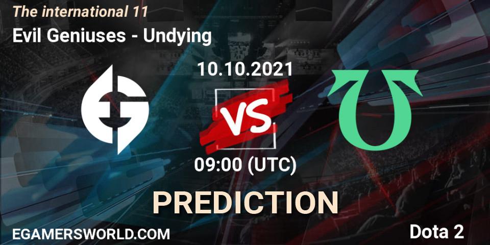 Evil Geniuses vs Undying: Match Prediction. 10.10.2021 at 09:55, Dota 2, The Internationa 2021