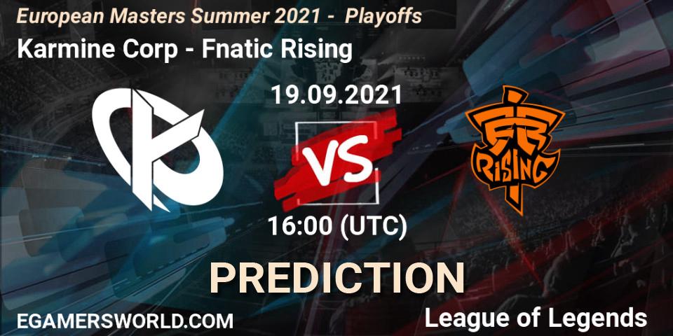Karmine Corp vs Fnatic Rising: Match Prediction. 19.09.21, LoL, European Masters Summer 2021 - Playoffs