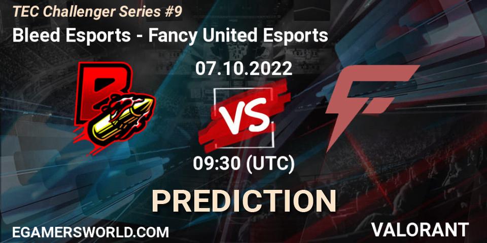 Bleed Esports vs Fancy United Esports: Match Prediction. 07.10.2022 at 09:50, VALORANT, TEC Challenger Series #9