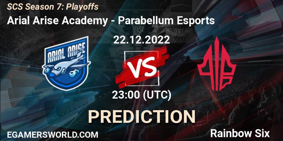 Arial Arise Academy vs Parabellum Esports: Match Prediction. 22.12.2022 at 23:00, Rainbow Six, SCS Season 7: Playoffs