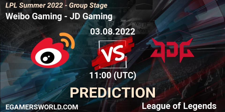 Weibo Gaming vs JD Gaming: Match Prediction. 03.08.2022 at 12:00, LoL, LPL Summer 2022 - Group Stage