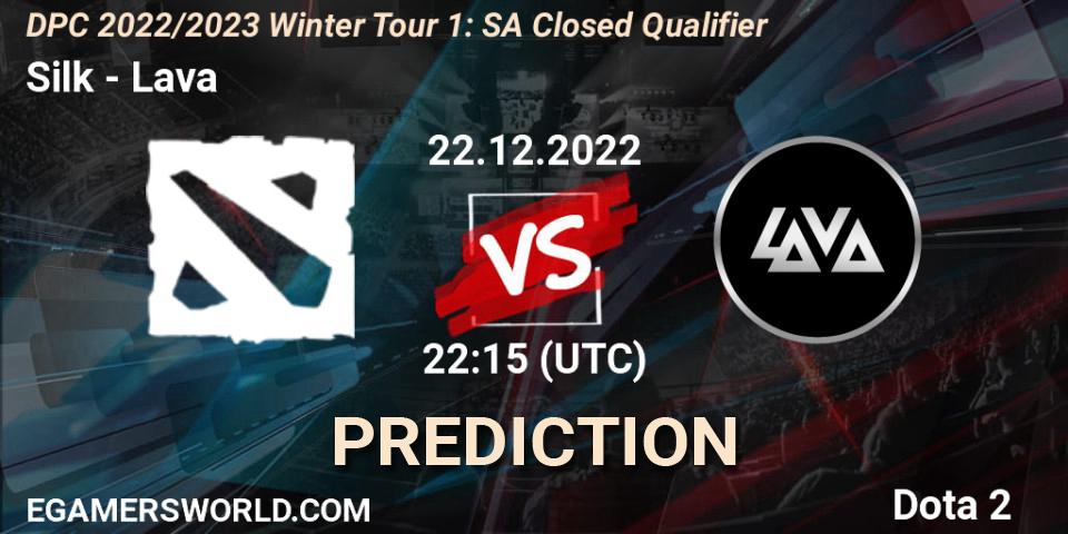 Silk vs Lava: Match Prediction. 22.12.2022 at 22:25, Dota 2, DPC 2022/2023 Winter Tour 1: SA Closed Qualifier