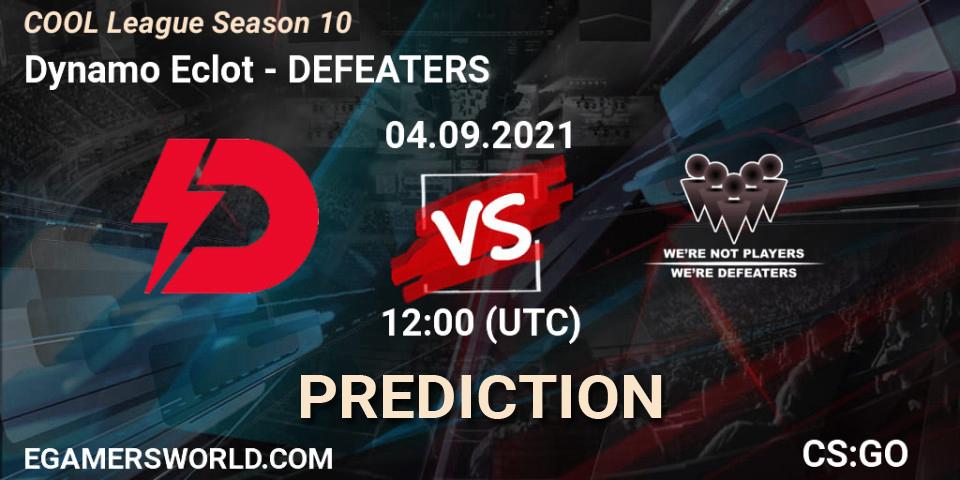 Dynamo Eclot vs DEFEATERS: Match Prediction. 04.09.2021 at 08:00, Counter-Strike (CS2), COOL League Season 10