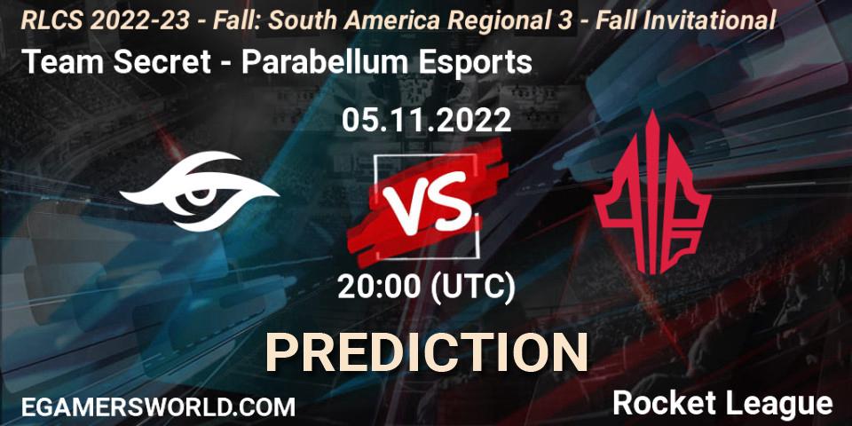 Team Secret vs Parabellum Esports: Match Prediction. 05.11.2022 at 22:00, Rocket League, RLCS 2022-23 - Fall: South America Regional 3 - Fall Invitational