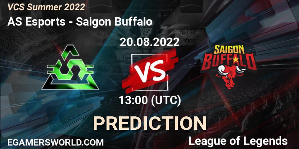 AS Esports vs Saigon Buffalo: Match Prediction. 20.08.2022 at 12:00, LoL, VCS Summer 2022