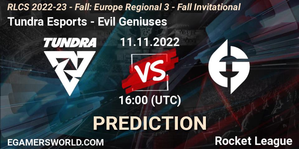 Tundra Esports vs Evil Geniuses: Match Prediction. 11.11.22, Rocket League, RLCS 2022-23 - Fall: Europe Regional 3 - Fall Invitational