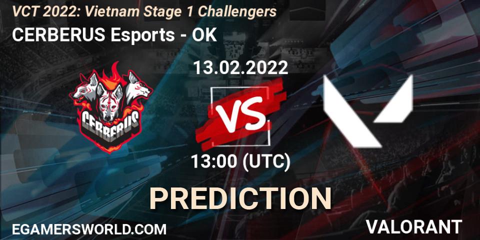 CERBERUS Esports vs OK: Match Prediction. 13.02.2022 at 13:00, VALORANT, VCT 2022: Vietnam Stage 1 Challengers