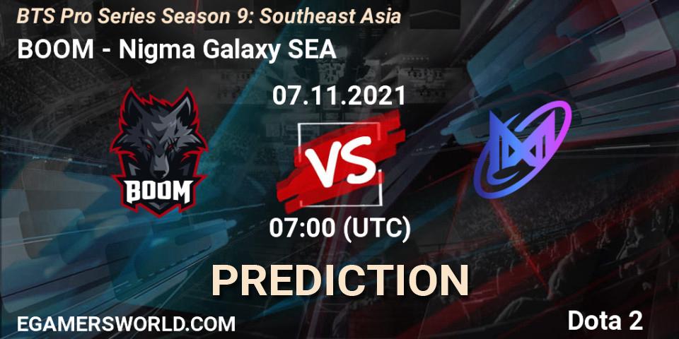 BOOM vs Nigma Galaxy SEA: Match Prediction. 07.11.2021 at 07:00, Dota 2, BTS Pro Series Season 9: Southeast Asia