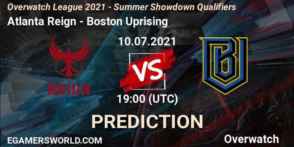 Atlanta Reign vs Boston Uprising: Match Prediction. 10.07.2021 at 19:00, Overwatch, Overwatch League 2021 - Summer Showdown Qualifiers
