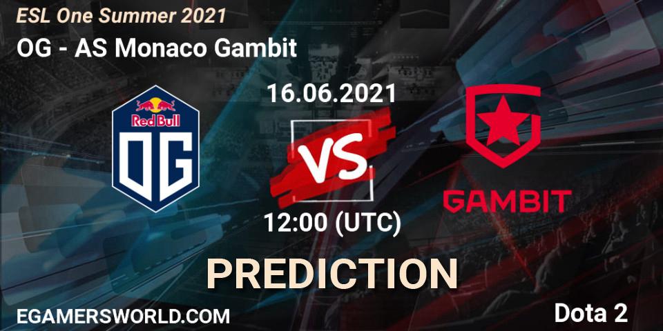 OG vs AS Monaco Gambit: Match Prediction. 16.06.2021 at 12:06, Dota 2, ESL One Summer 2021