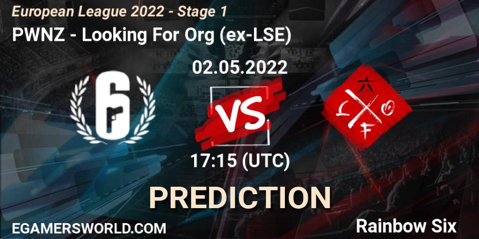 PWNZ vs Looking For Org (ex-LSE): Match Prediction. 02.05.22, Rainbow Six, European League 2022 - Stage 1