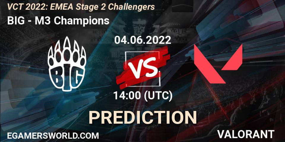 BIG vs M3 Champions: Match Prediction. 04.06.2022 at 14:05, VALORANT, VCT 2022: EMEA Stage 2 Challengers