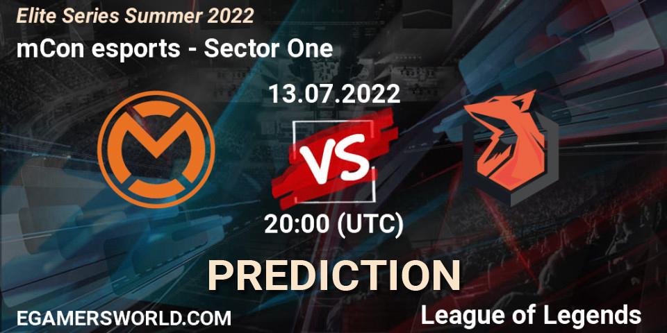 mCon esports vs Sector One: Match Prediction. 13.07.2022 at 20:00, LoL, Elite Series Summer 2022