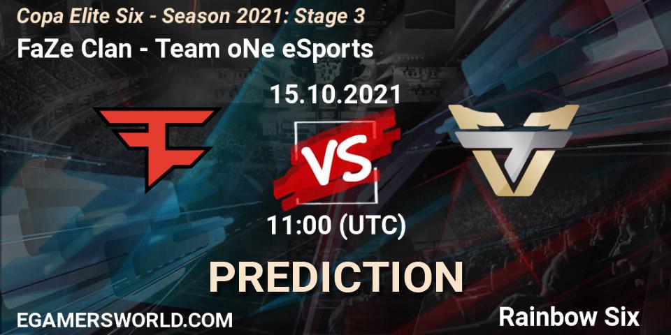 FaZe Clan vs Team oNe eSports: Match Prediction. 14.10.2021 at 16:00, Rainbow Six, Copa Elite Six - Season 2021: Stage 3